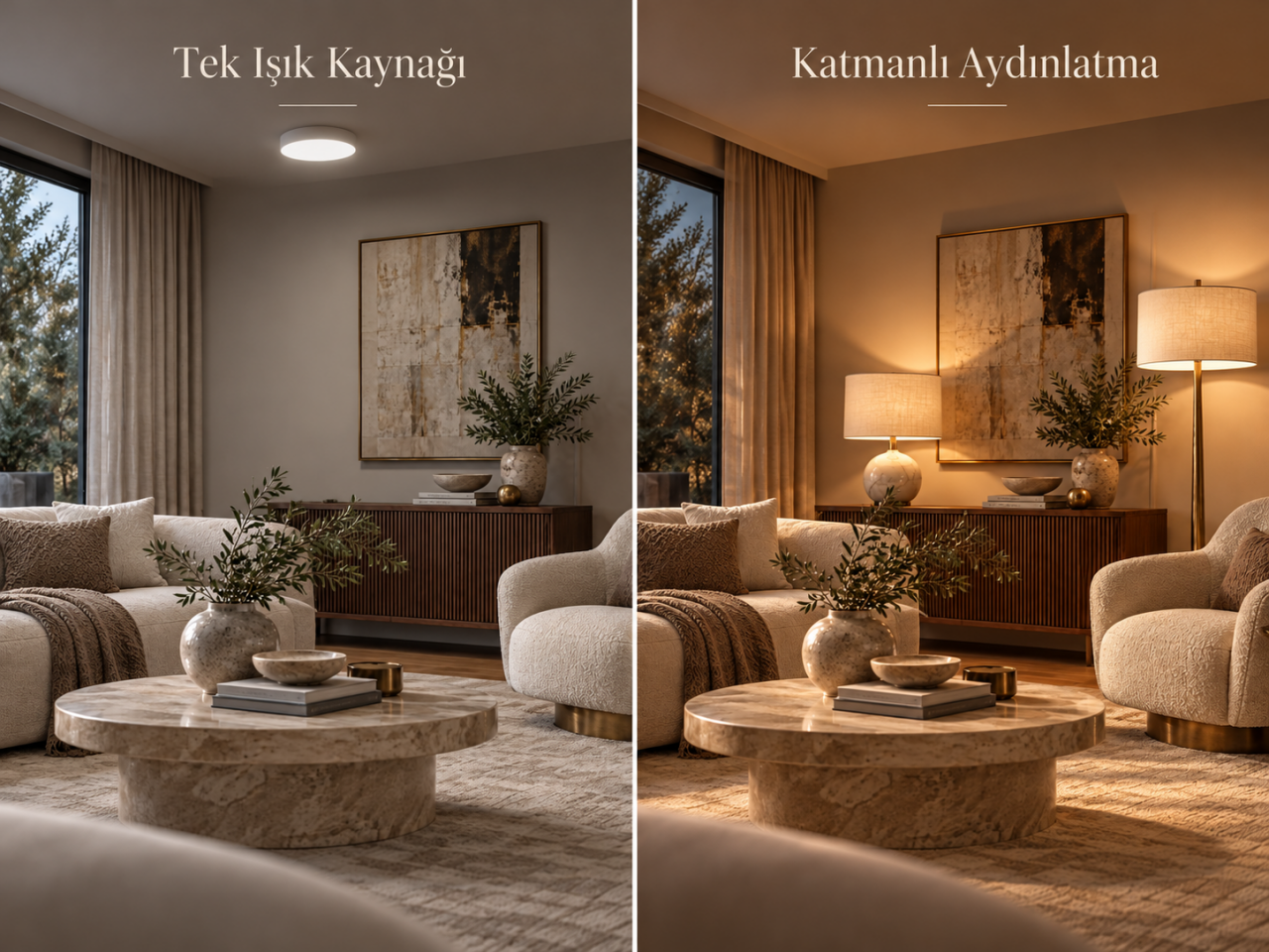 Abajur ve Lambader ile Sıcak Yaşam Alanları
