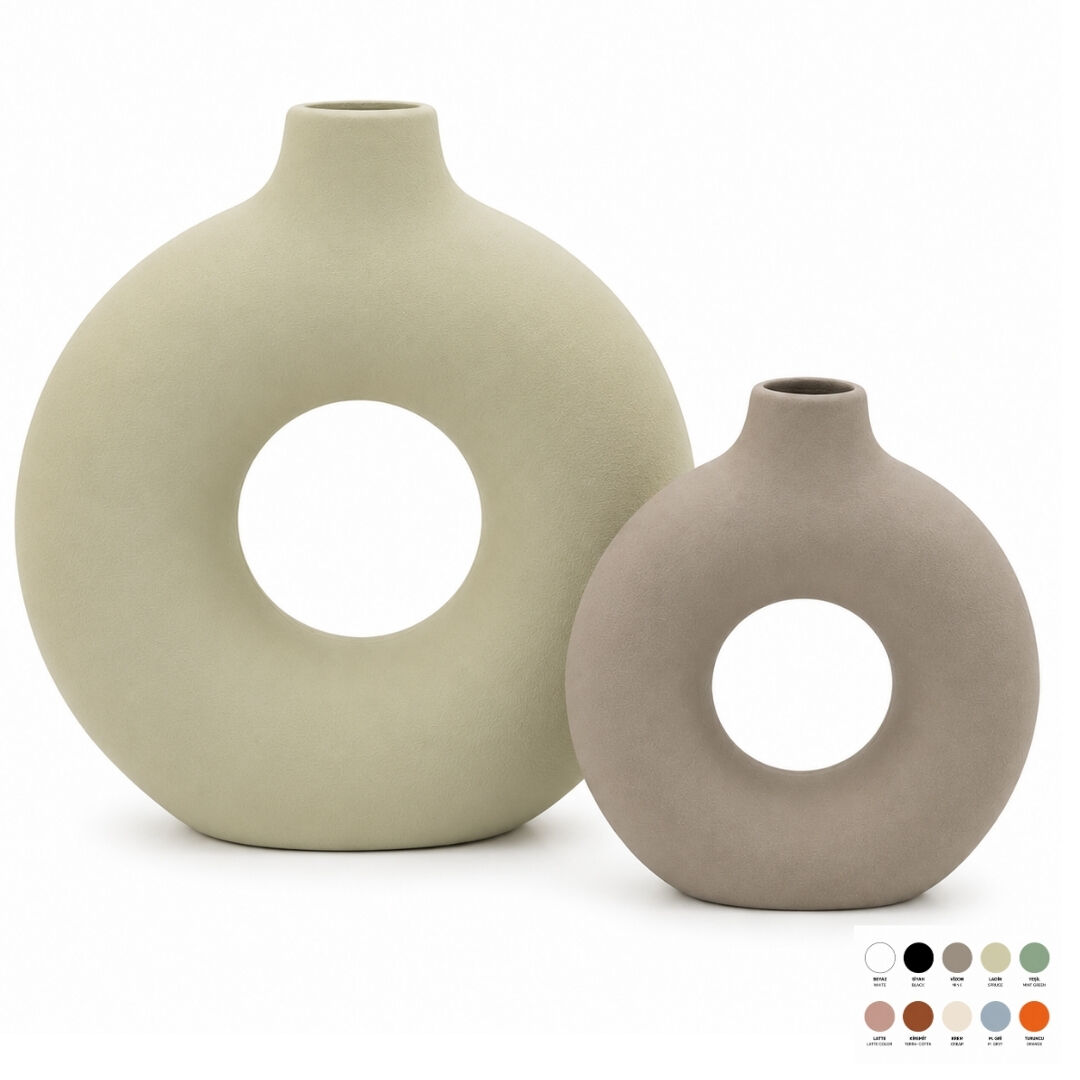 2li Set Yuvarlak Vazo 28x29cm
