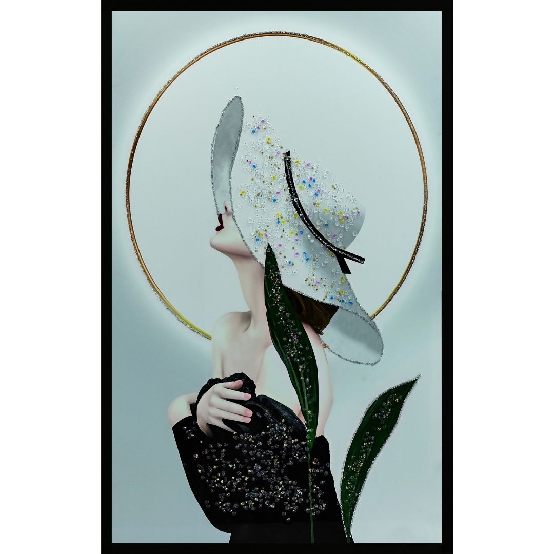 Epoksi Şapkalı Kadın Tablo 75x115cm