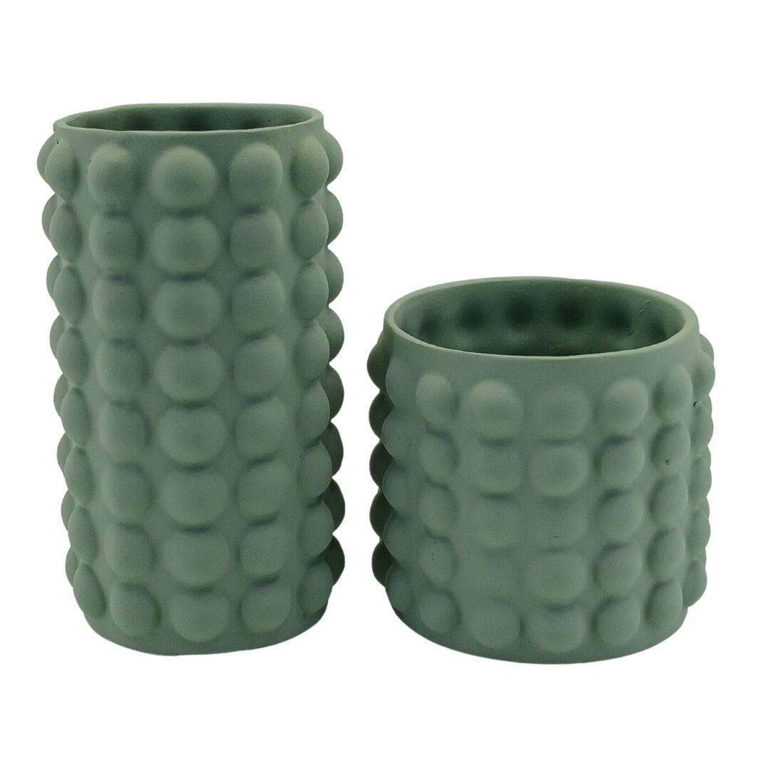 2li Set Boncuklu Vazo 14x25cm Yeşil