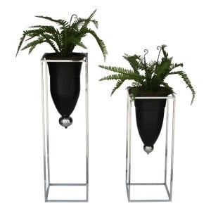 2 li Set Bitkili Saksı Gümüş 45x115cm