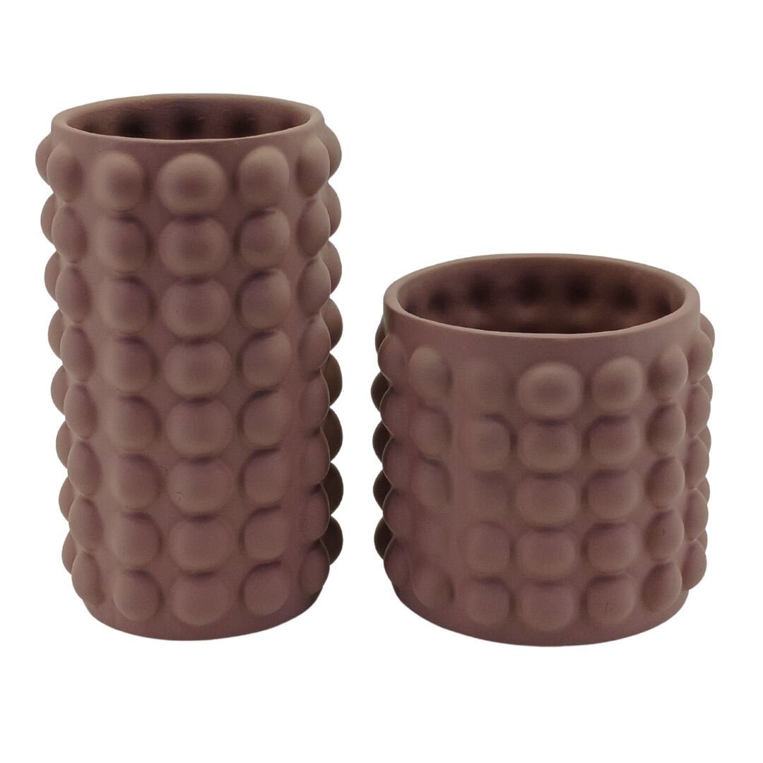 2li Set Boncuklu Vazo 14x25cm Latte