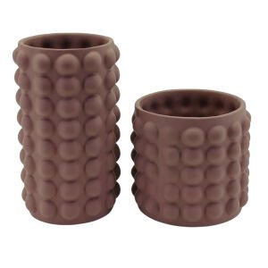 2li Set Boncuklu Vazo 14x25cm Latte