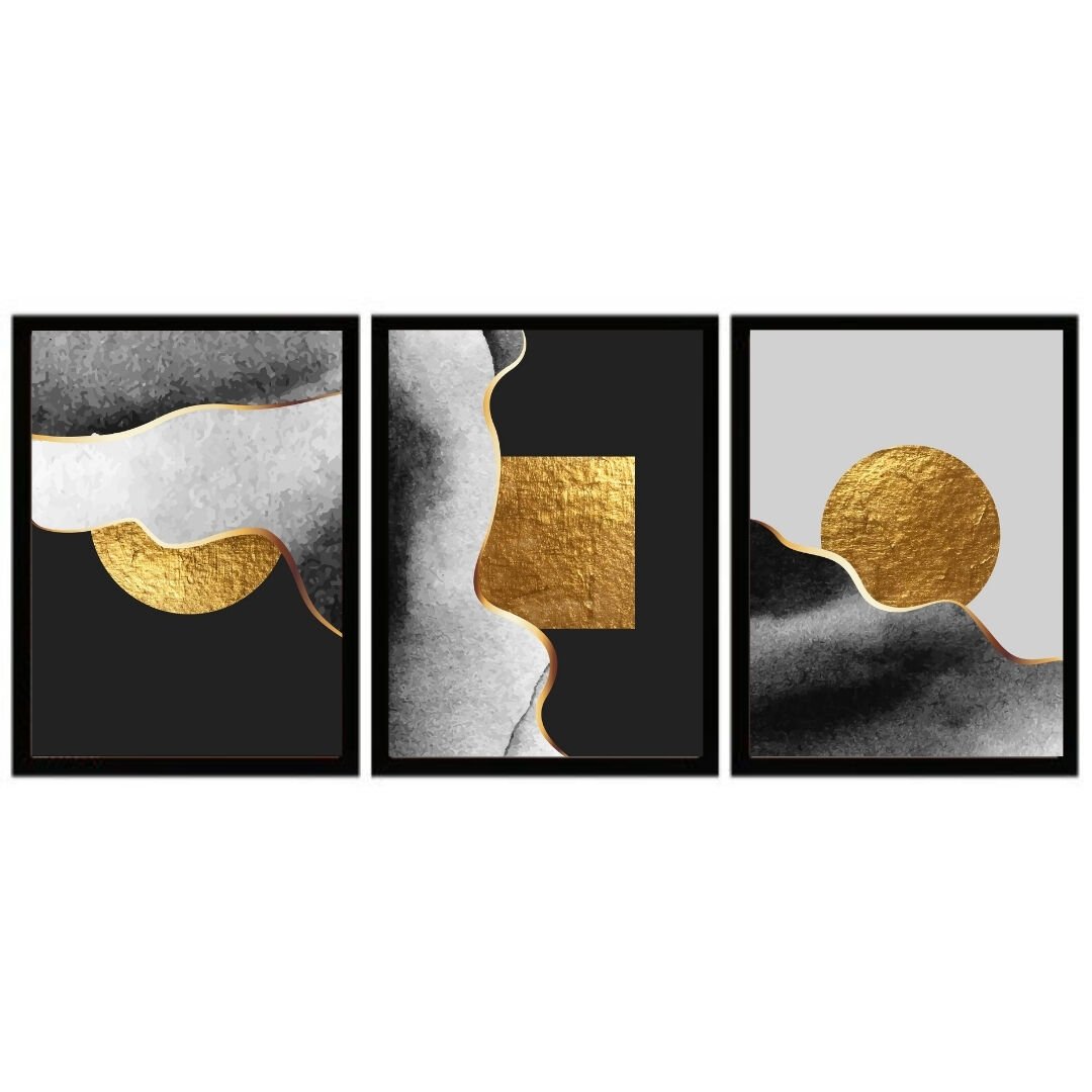 UV 3lü Set Soyut Tablo 80x180cm