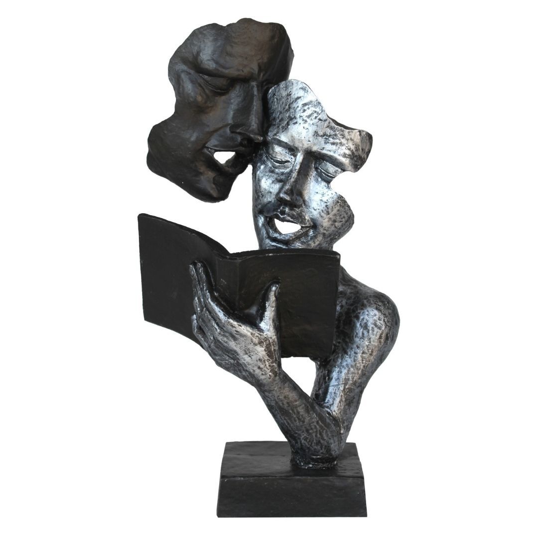 Kitap Okuyan Yüzler Gümüş 19x34cm