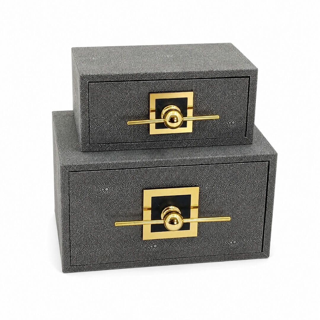 2li Set Dekoratif Kutu Gri 18x27cm