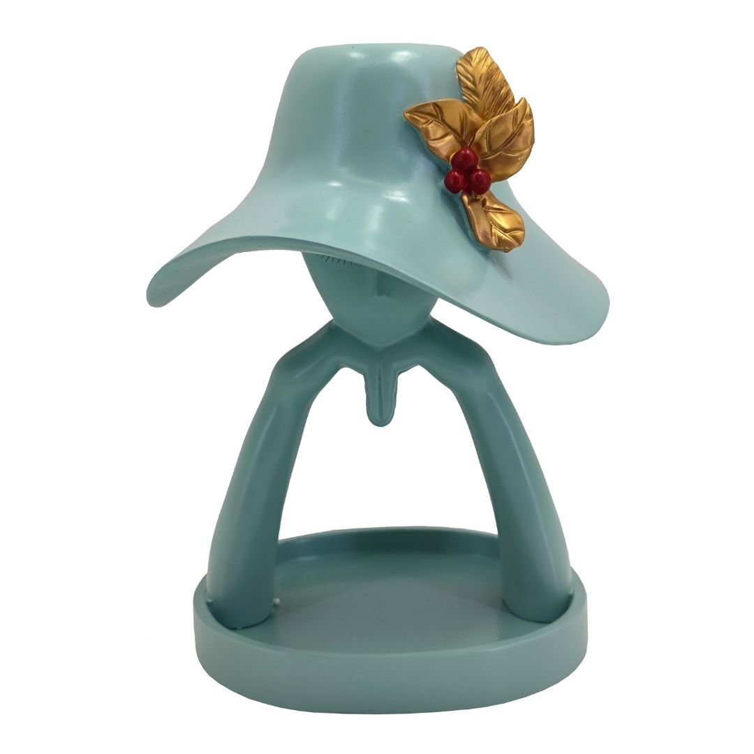 Şapkalı Kız Biblo Mavi 22x26cm