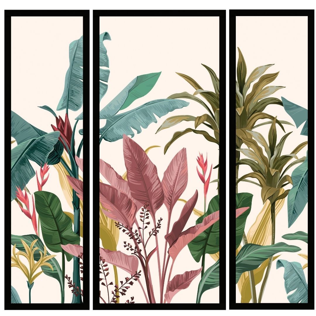 UV 3 lü Set Palmiye Tablo 125x125cm