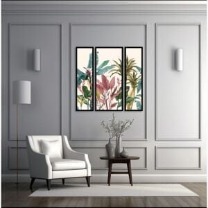 UV 3 lü Set Palmiye Tablo 125x125cm