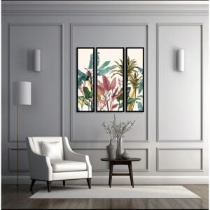 UV 3lü Set Palmiye Tablo 125x125cm