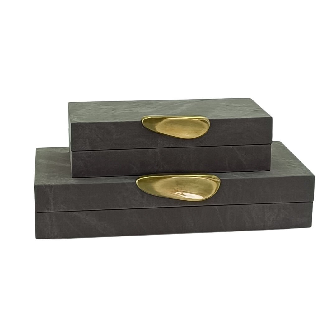 2li Set Dekoratif Kutu Gri 18x36cm