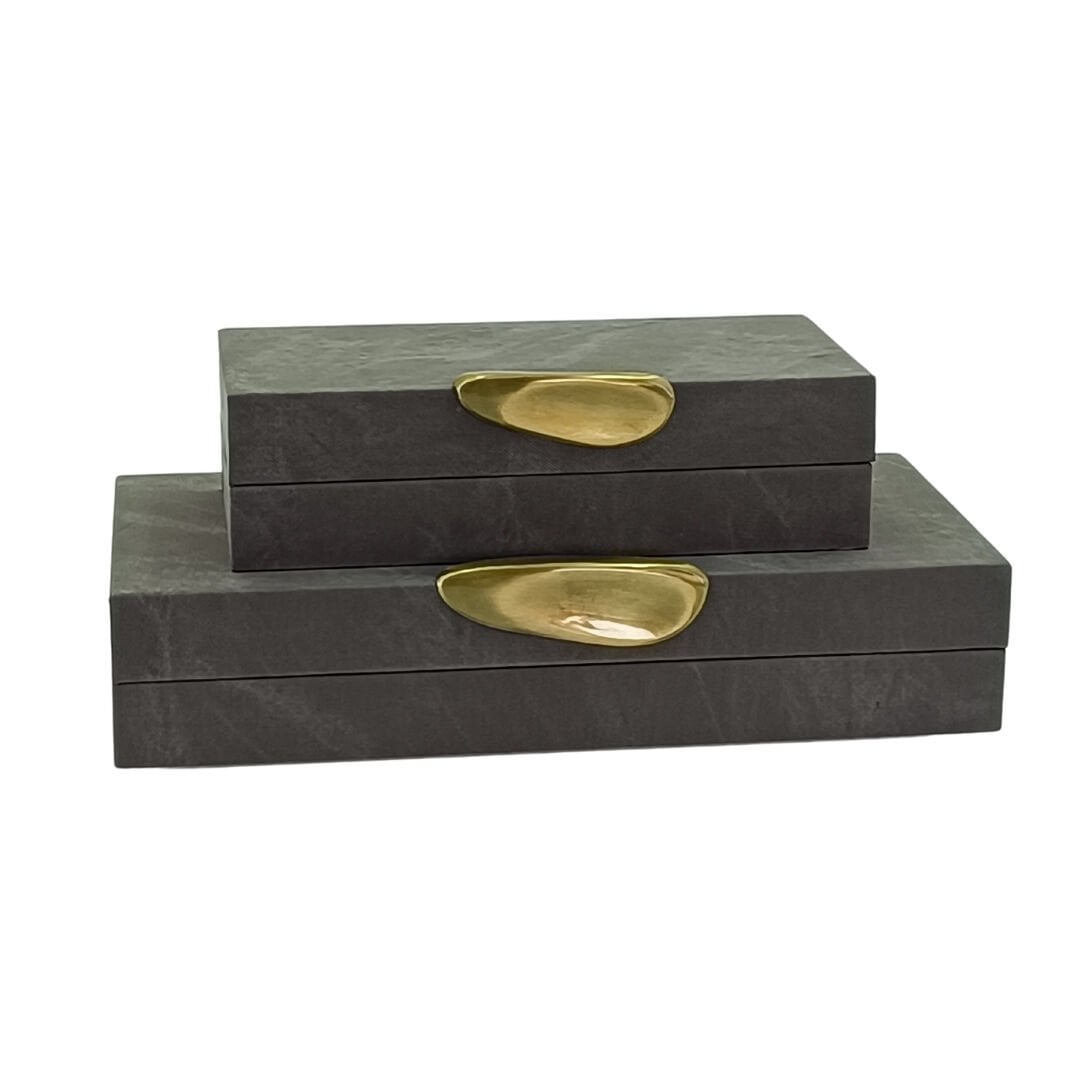 2li Set Dekoratif Kutu Gri 18x36cm
