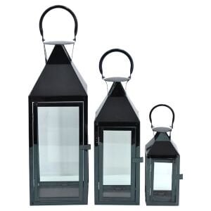 3lü Set Metal Fener Antrasit 18x62cm