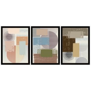 UV 3lü Set Soyut Tablo 80x180cm