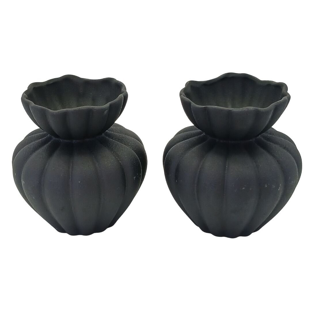 2li Set Seramik Vazo Siyah 17x17cm