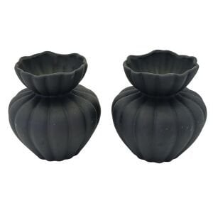 2li Set Seramik Vazo Siyah 17x17cm