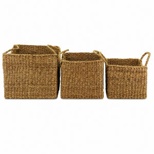 3lü Set Hasır Sepet 40x40x35cm
