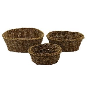 3lü Set Hasır Sepet 21x28x10cm