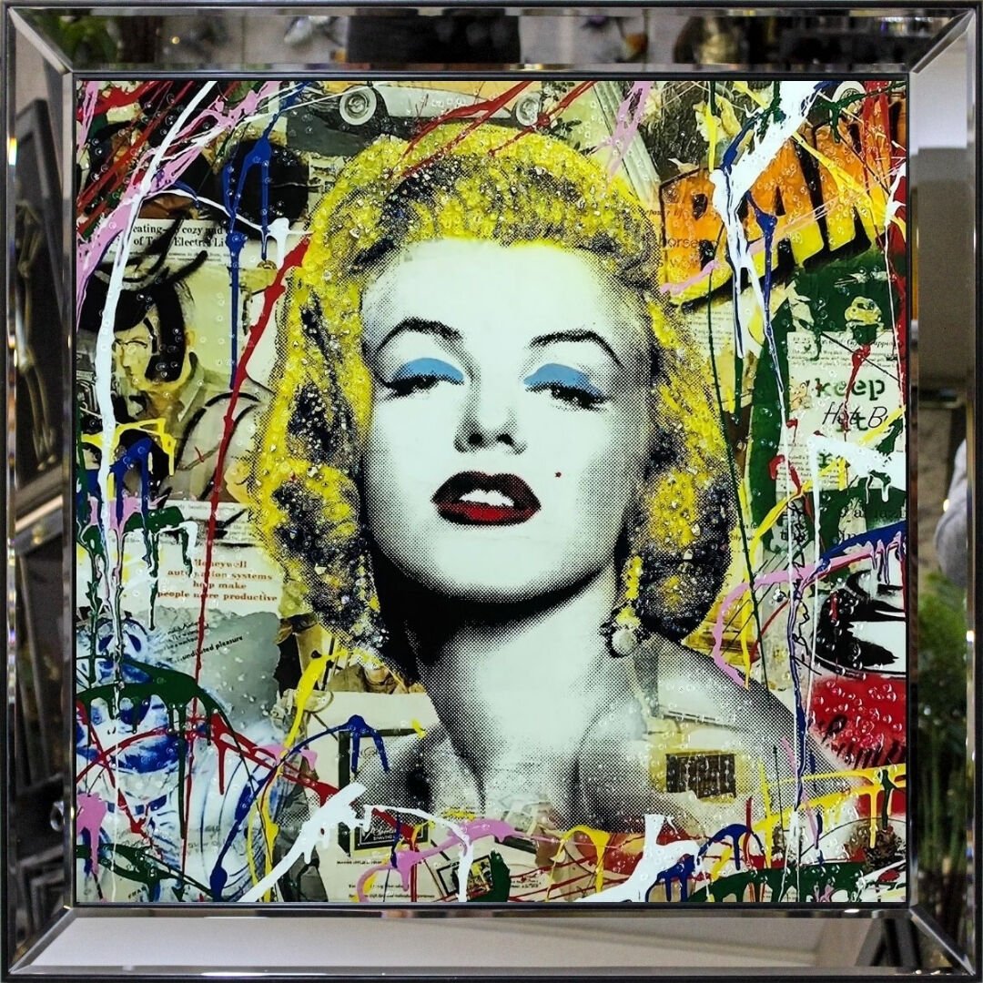 Aynalı Epoksi Marilyn Monroe Tablo 94x94cm