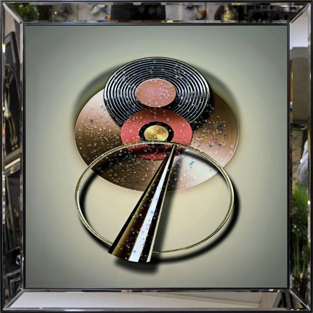 Aynalı Epoksi Soyut Tablo 94x94cm