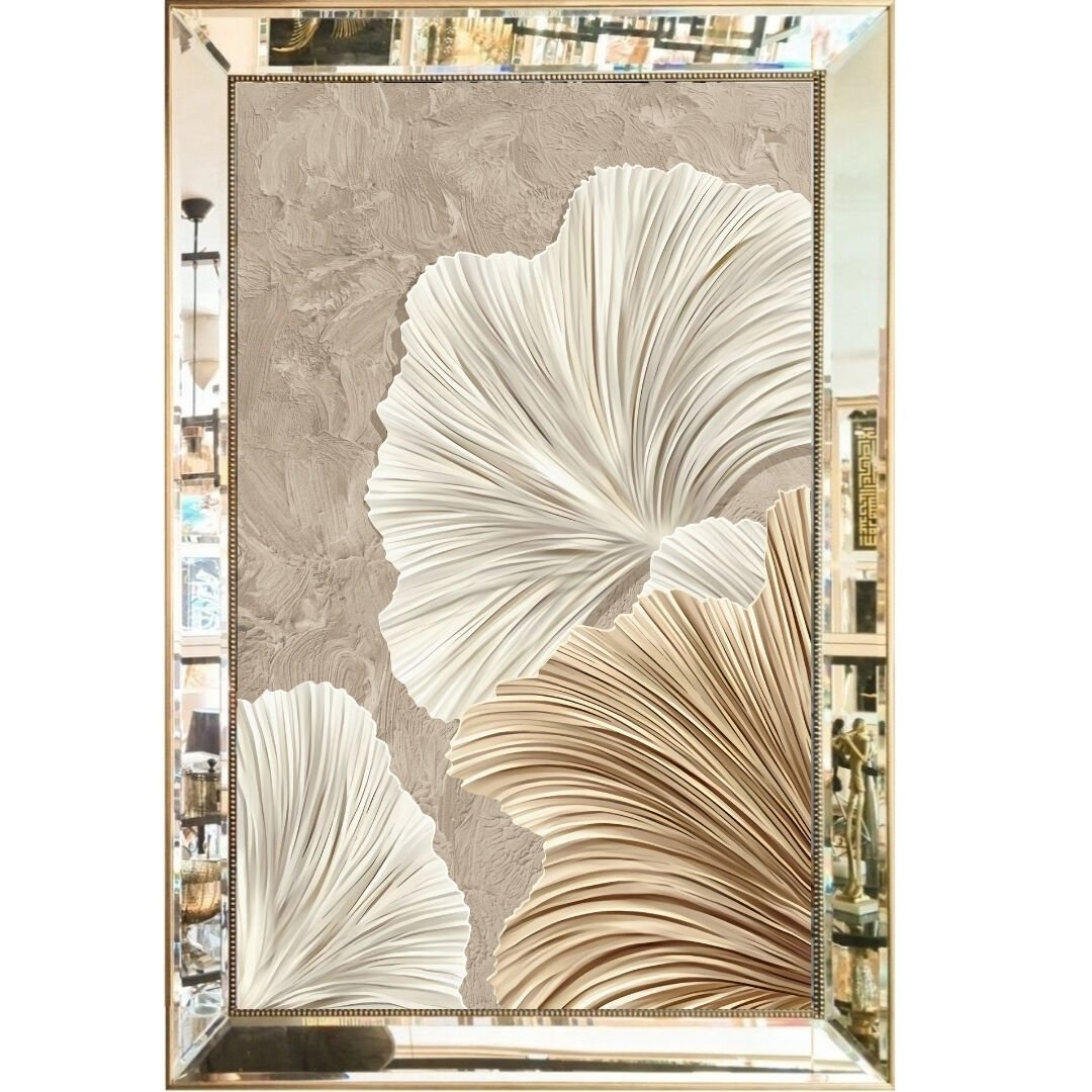Aynalı Epoksi Yaprak Tablo 84x123cm