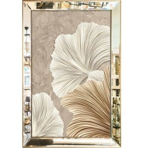 Aynalı Epoksi Yaprak Tablo 84x123cm