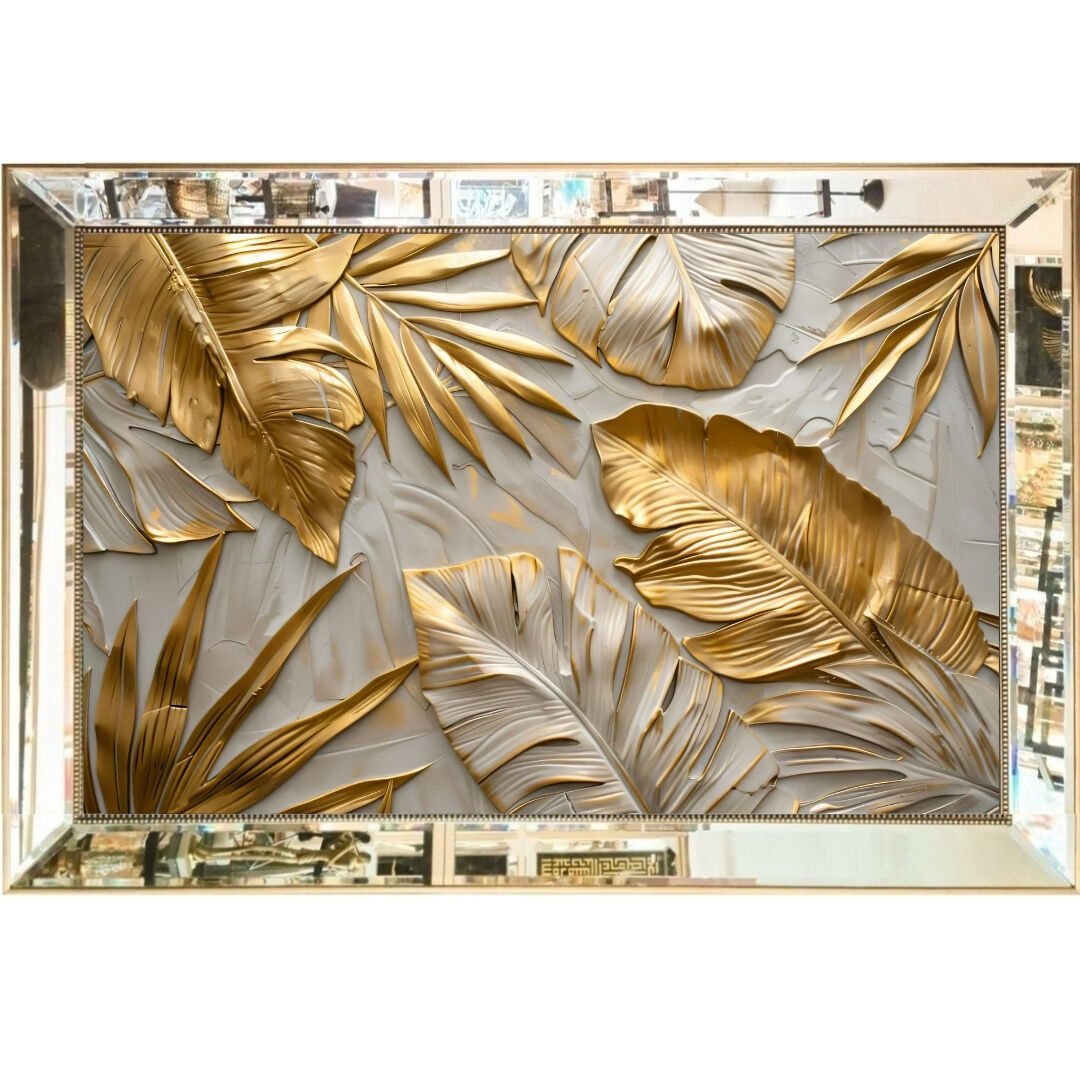 Aynalı Epoksi Yapraklar Tablo 84x123cm