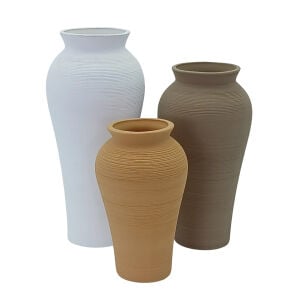3lü Set Seramik Vazo 14x31cm