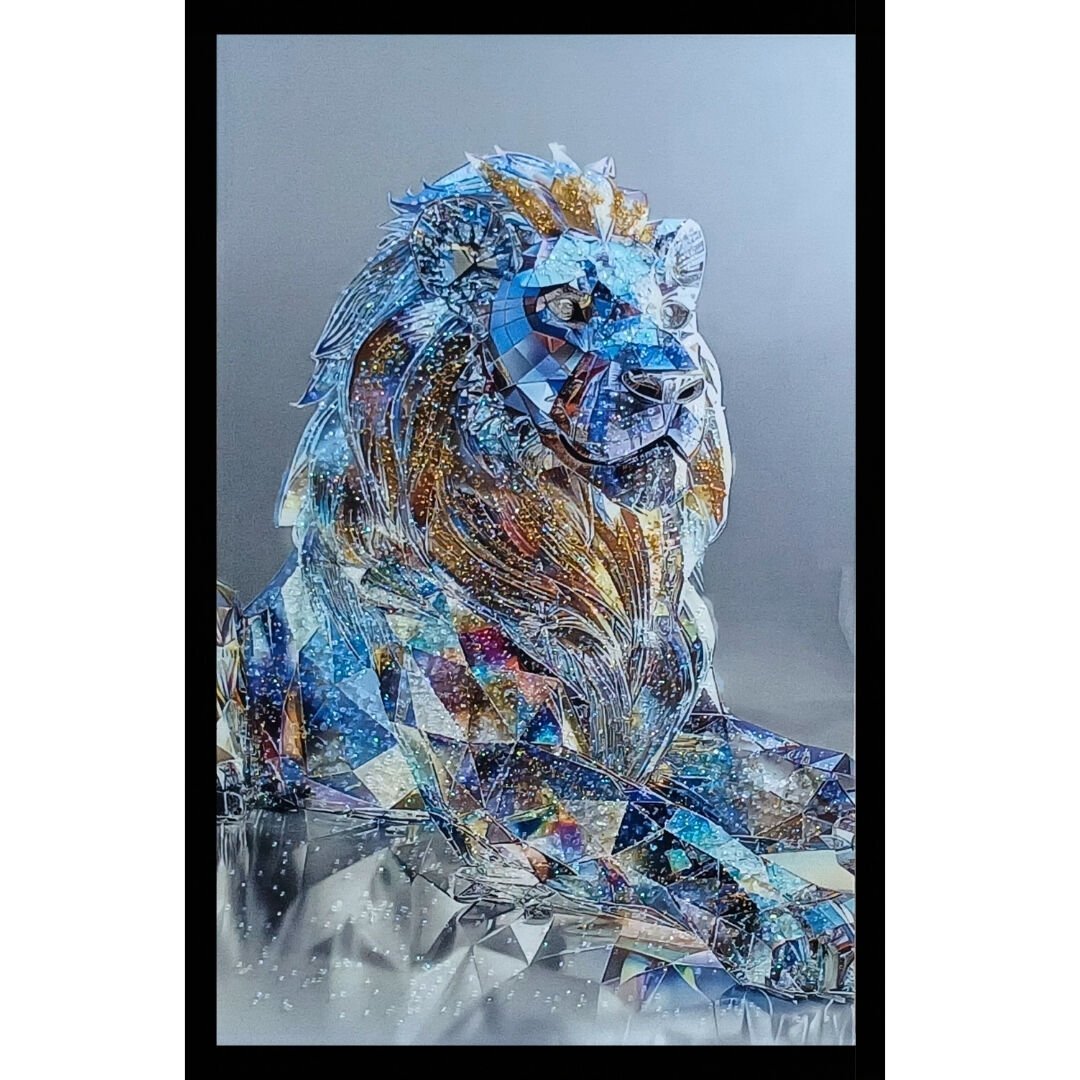 Epoksi Kubik Aslan Tablo 75x115cm