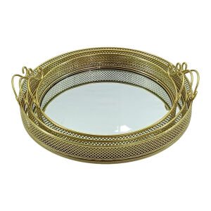 3lü Set Dekoratif Tepsi 44cm