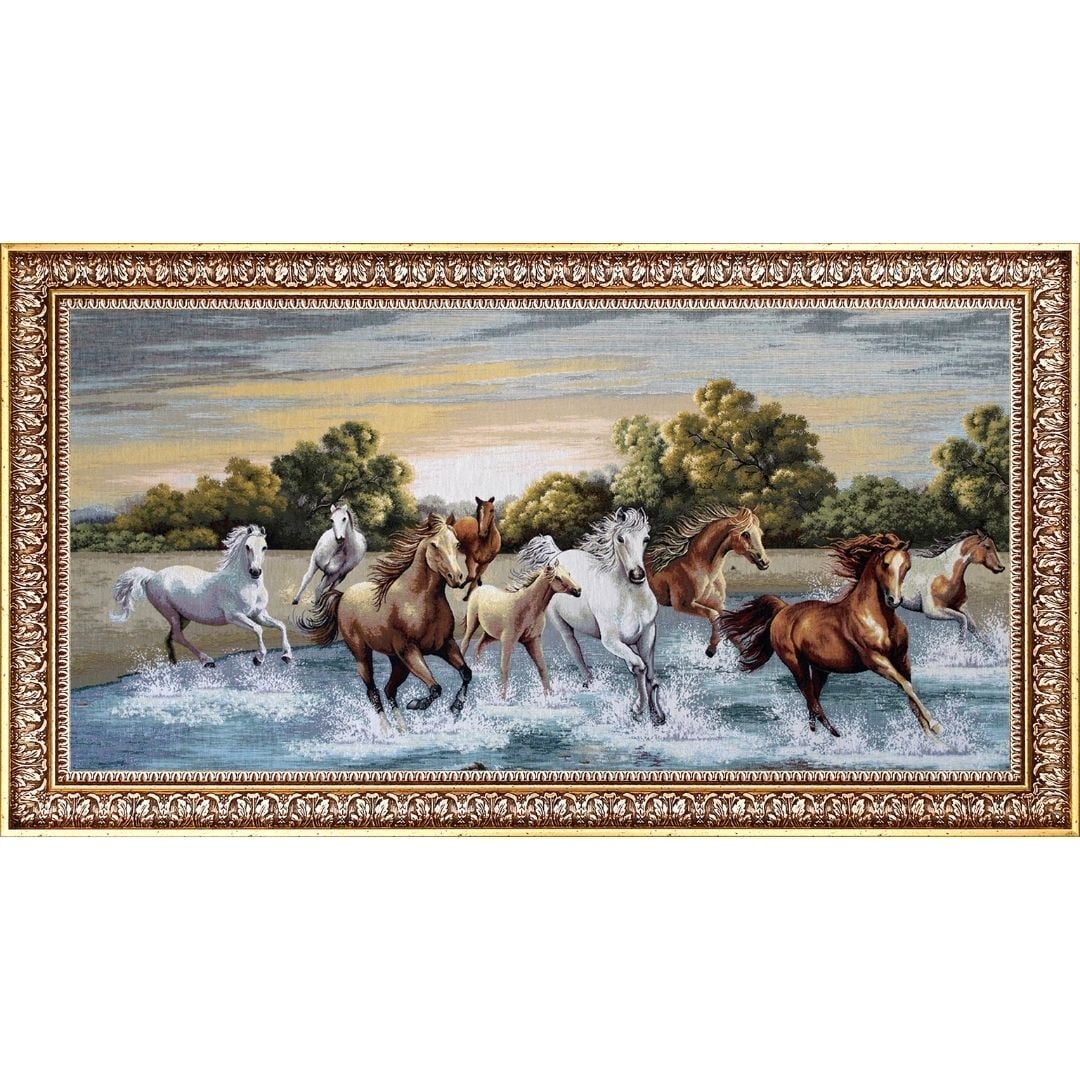 Goblen Kızıl Atlar Tablo 82x142cm