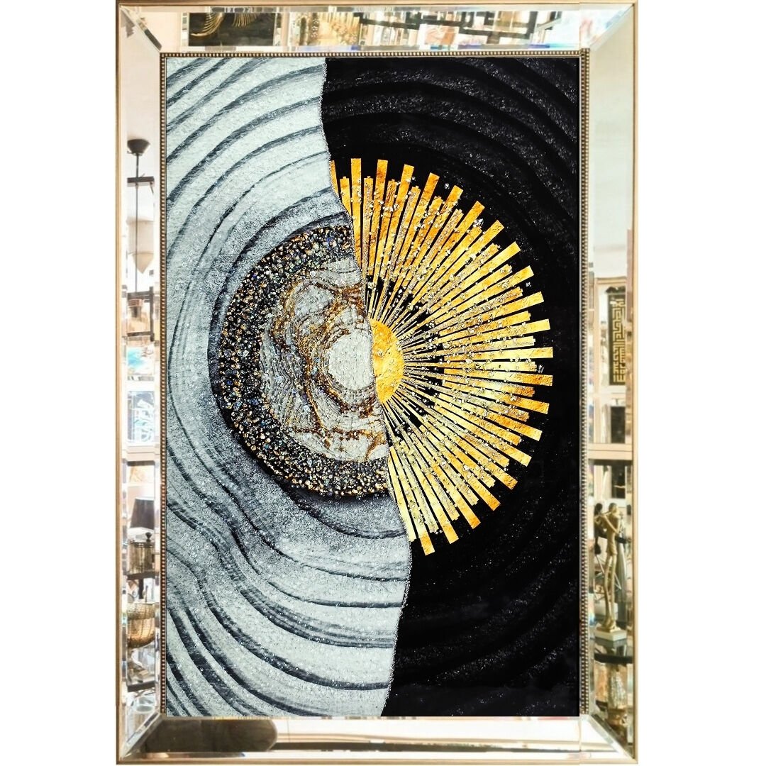 Aynalı Epoksi Soyut Tablo 84x123cm