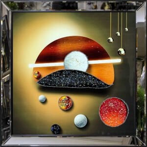 Aynalı Epoksi Soyut Tablo 94x94cm