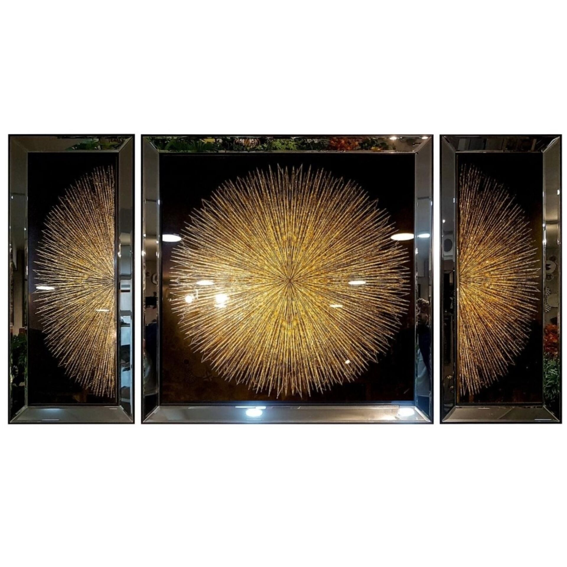 3 lü Set Güneş Altın Tablo 114x210cm