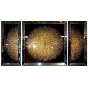 3 lü Set Güneş Altın Tablo 114x210cm