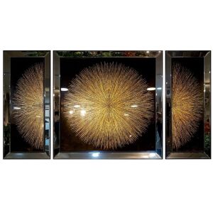 3 lü Set Güneş Altın Tablo 114x210cm