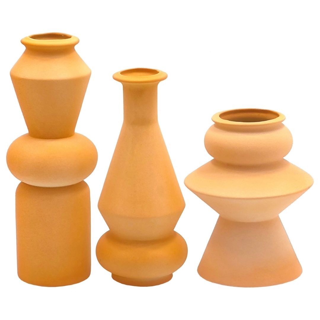 3lü Set Vazo 10x30cm Turuncu
