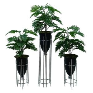 3 lü Set Metal Saksı Gümüş 45x115cm