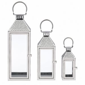 3lü Set Metal Fener Gümüş 18x64cm