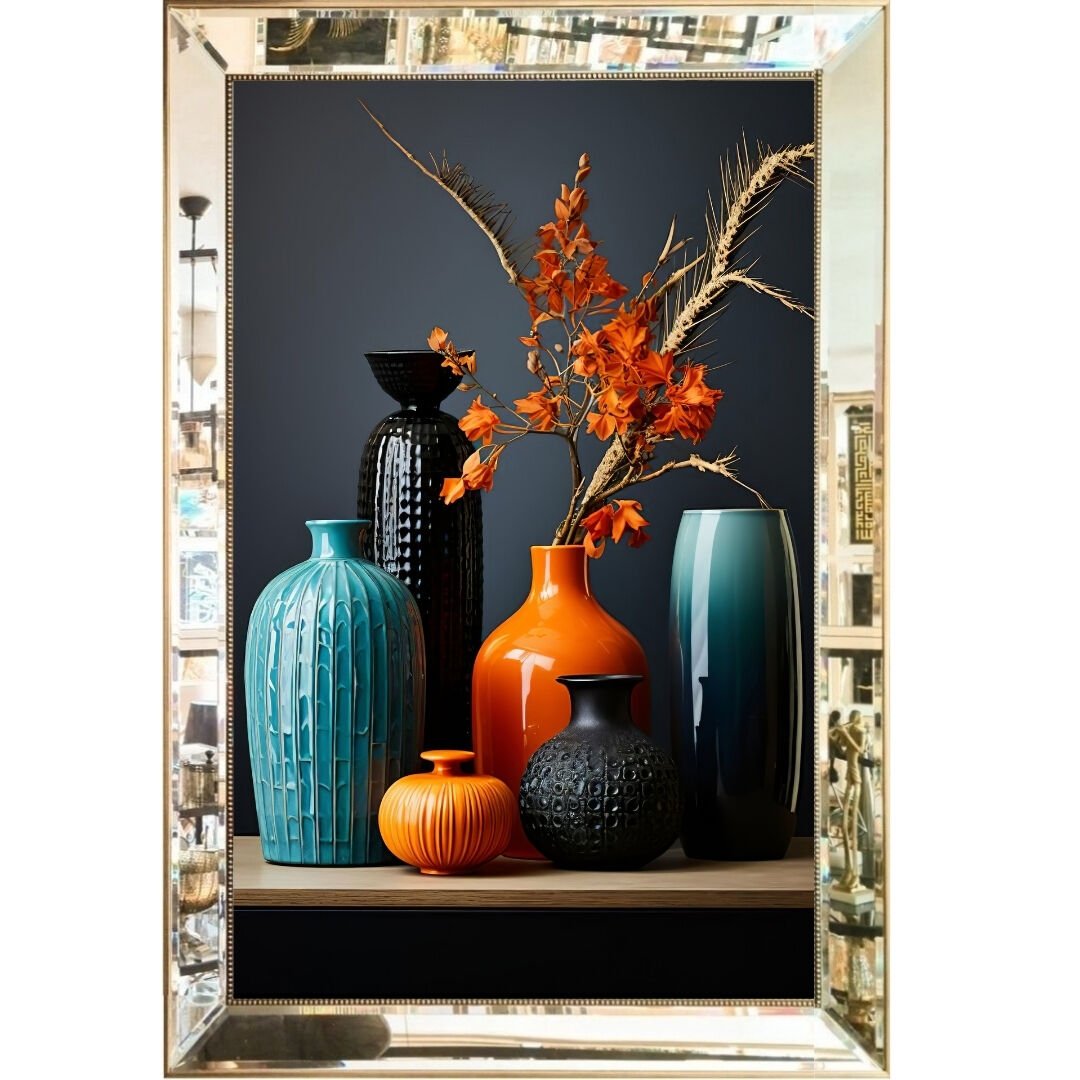 Aynalı Epoksi Vazolar Tablo 84x123cm
