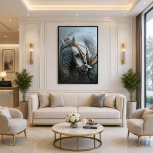 Epoksi Beyaz At Tablo 85x125cm