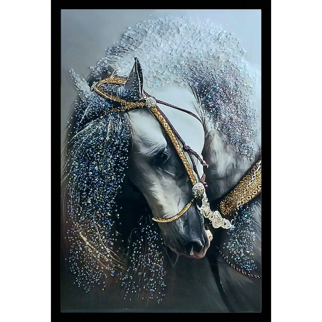 Epoksi Beyaz At Tablo 85x125cm