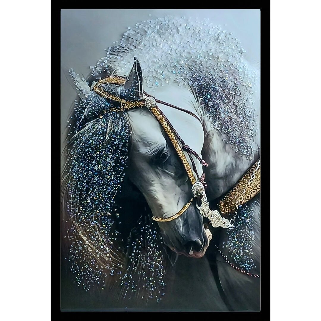 Epoksi Beyaz At Tablo 85x125cm