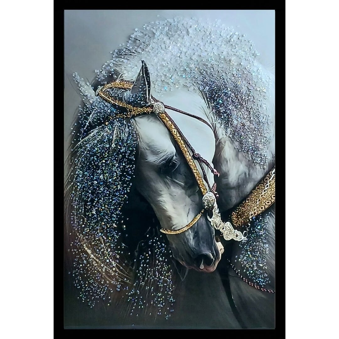 Epoksi Beyaz At Tablo 85x125cm