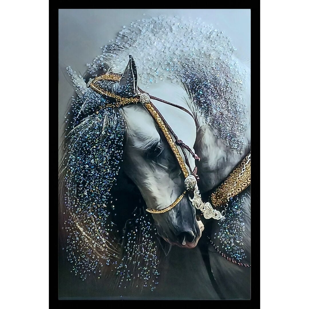 Epoksi Beyaz At Tablo 85x125cm
