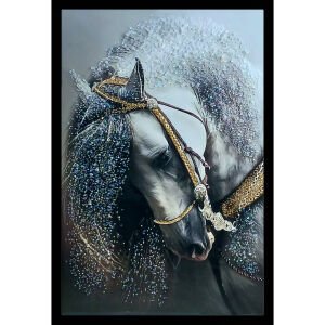 Epoksi Beyaz At Tablo 85x125cm