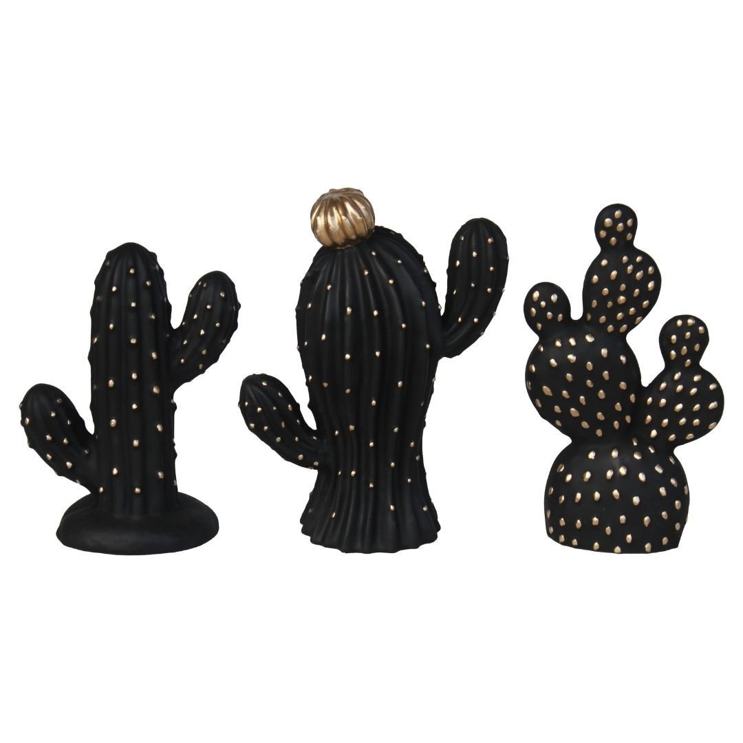 3lü Set Kaktüs Siyah 16x22cm