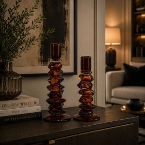 2li Set Cam Şamdan 12x32cm