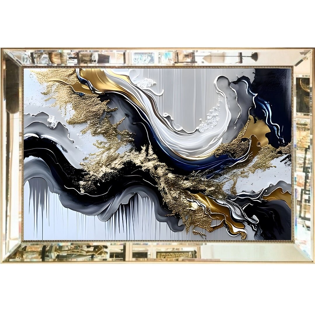 Aynalı Epoksi Soyut Tablo 84x123cm