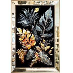 Aynalı Epoksi Yapraklar Tablo 84x123cm